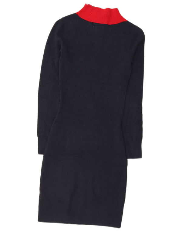 Jack Wills Damen-Pulloverkleid mit Reißverschluss, UK 6 XS, Marineblau, Farbblock