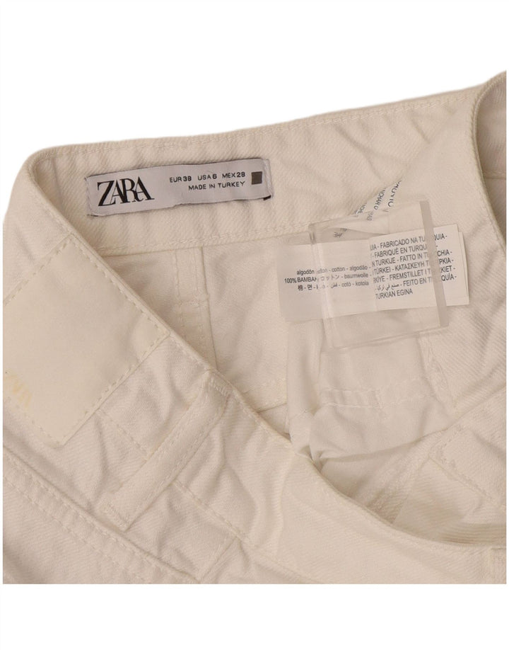 Zara Damen Straight Jeans EU 38 Small W28 L28 Weiße Baumwolle