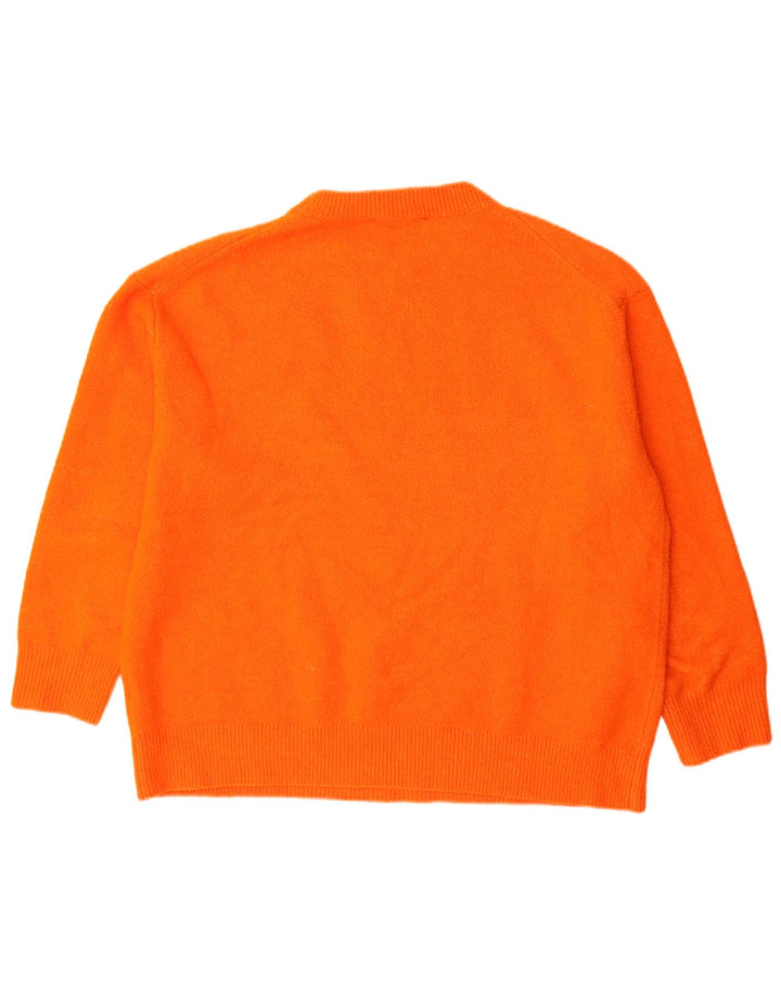 Zara Damen-Pullover, übergroß, Rundhalsausschnitt, Gr. 14, Mittelorange, Acryl