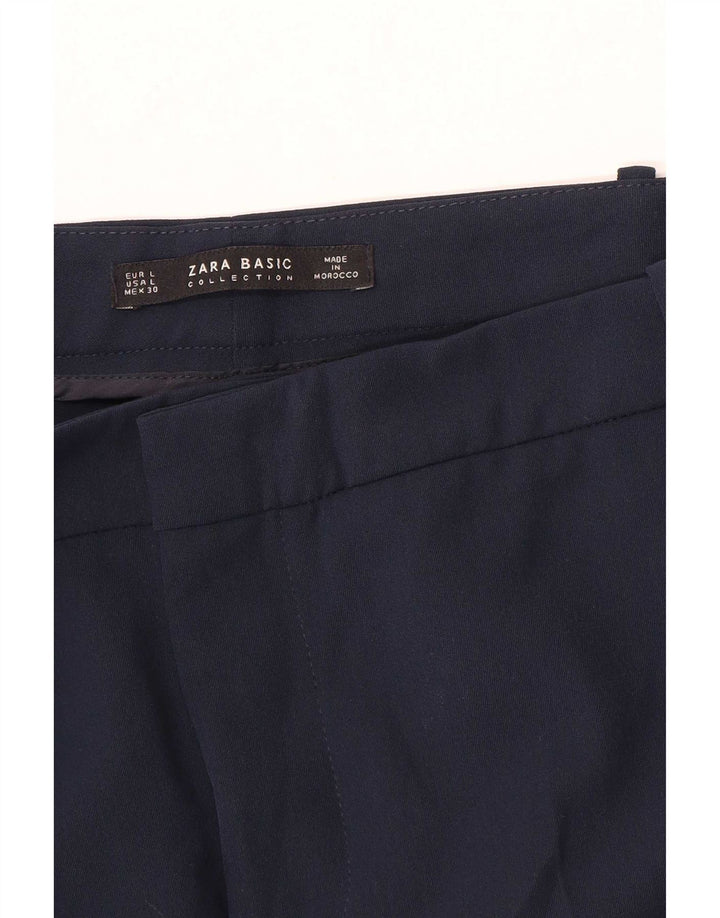 Schmale, verkürzte Damenhose von Zara, Größe L, W34, L26, Marineblau