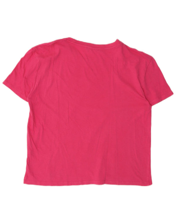 Zara Damen T-Shirt Top UK 14 Mittelrosa Baumwolle