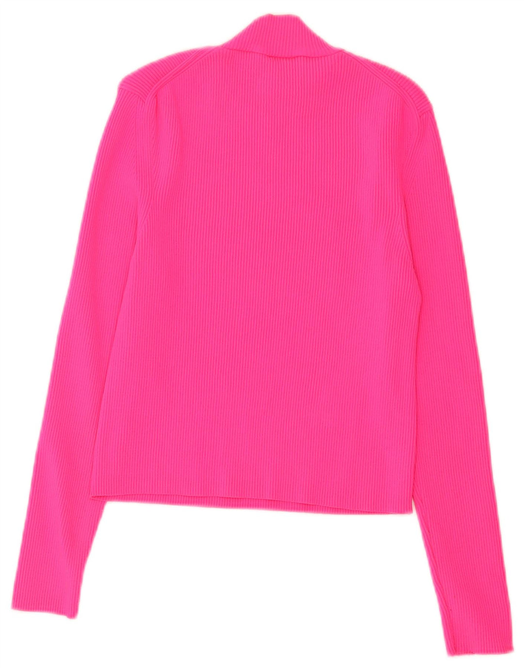 Zara Damen Crop Top Langarm UK 14 Large Rosa Polyamid