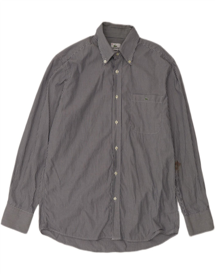LACOSTE Mens Shirt Size 40 Medium Grey Striped Cotton Vintage Lacoste and Second-Hand Lacoste from Messina Hembry 