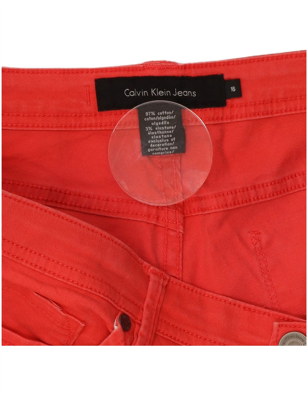 CALVIN KLEIN Damen Straight Jeans US 16 2XL W34 L27 Rote Baumwolle