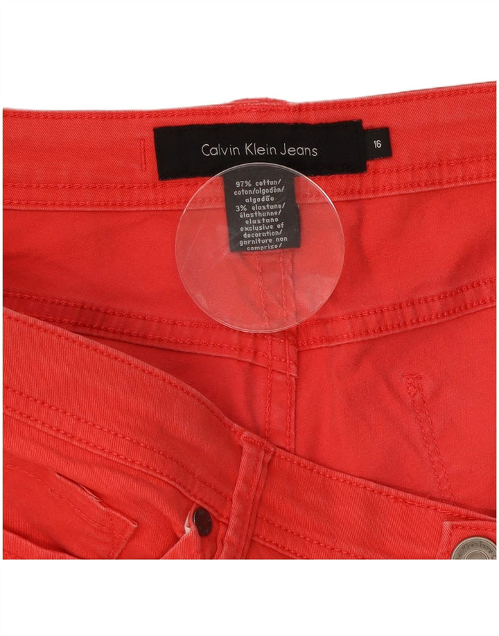 CALVIN KLEIN Damen Straight Jeans US 16 2XL W34 L27 Rote Baumwolle