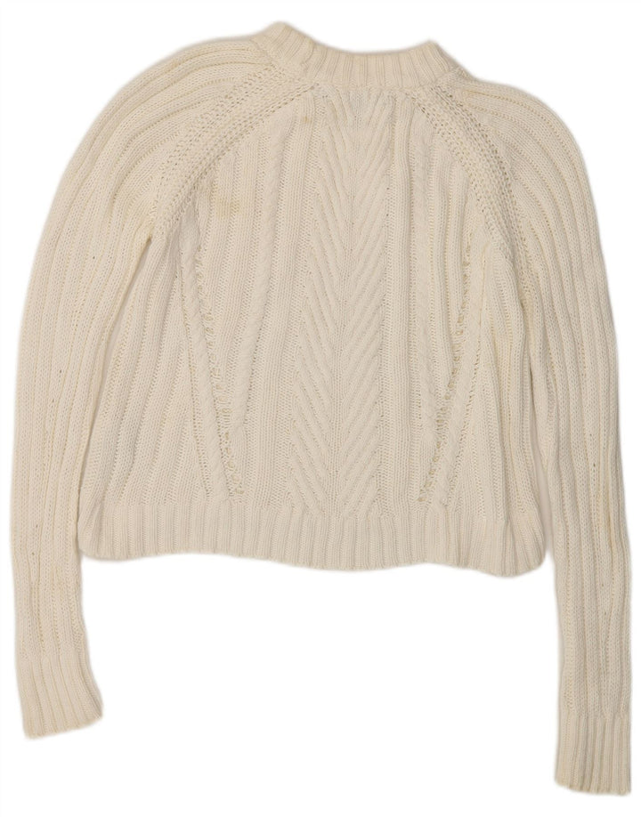 Zara Damen Crop Oversized Rollkragenpullover Pullover UK 10 Small Weiß