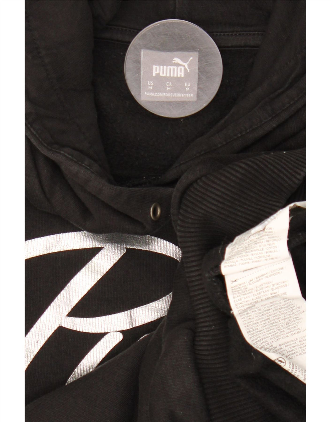 PUMA Damen Graphic Hoodie Pullover UK 14 Mittelschwarze Baumwolle