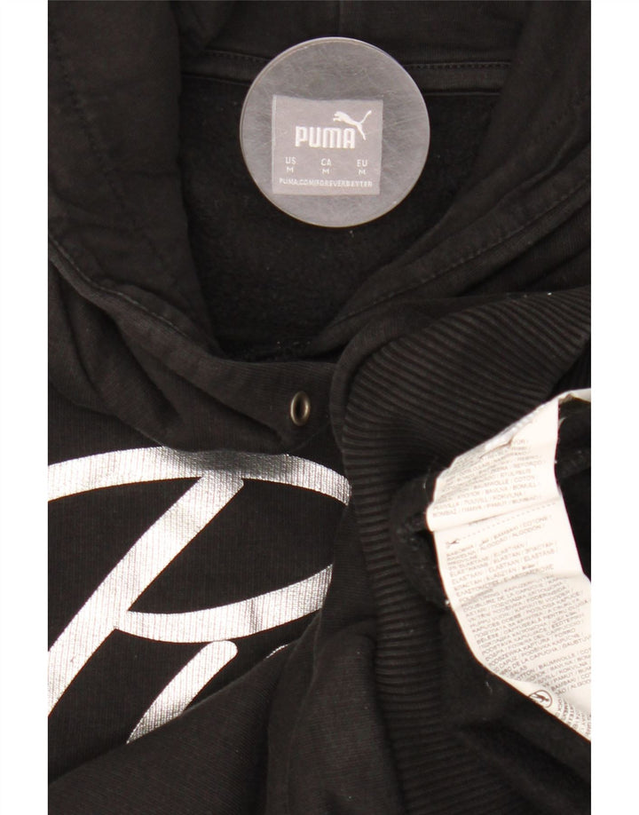 PUMA Damen Graphic Hoodie Pullover UK 14 Mittelschwarze Baumwolle