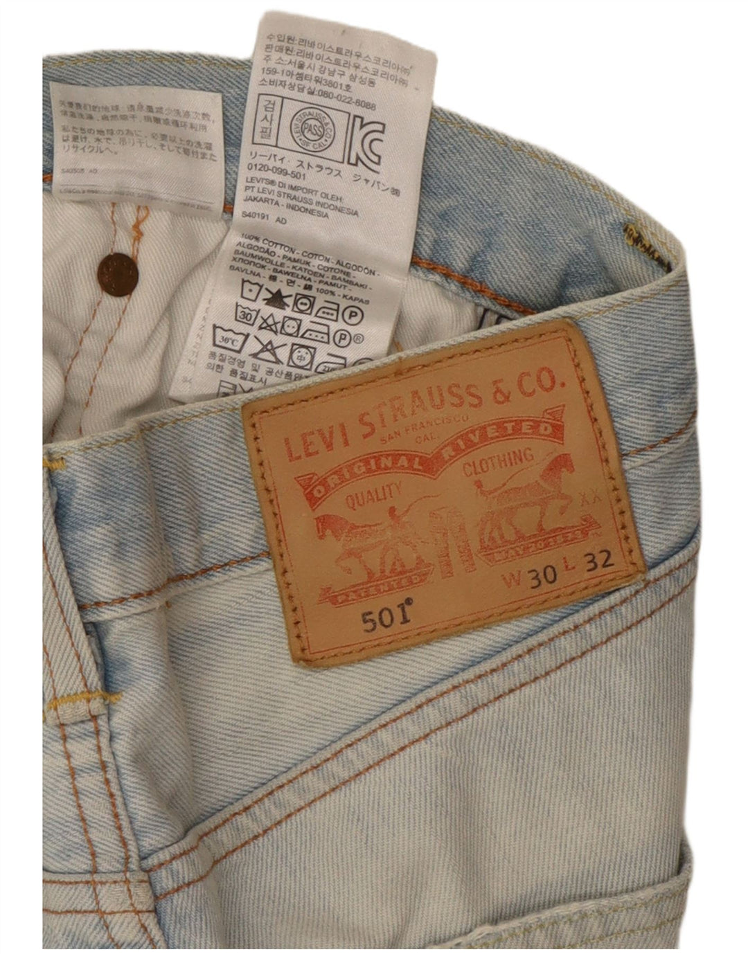 Levi's Herren 501 Straight Jeans W30 L32 Blaue Baumwolle