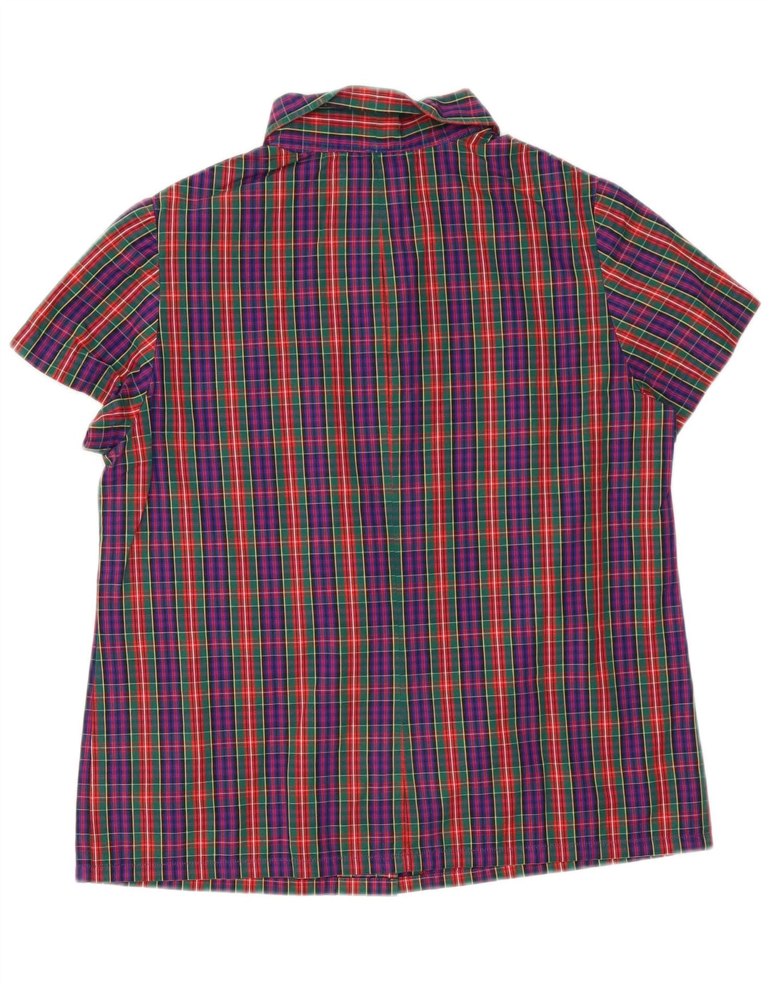 Vintage Damen Kurzarmhemd UK 14 Medium Mehrfarbig kariert