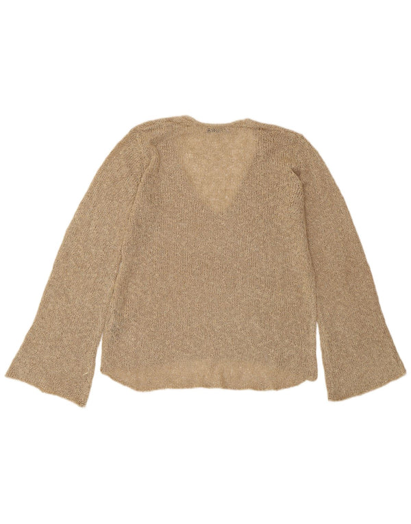 ZARA Damen-Pullover mit V-Ausschnitt, Gr. 10, Größe S, Beige, Acryl