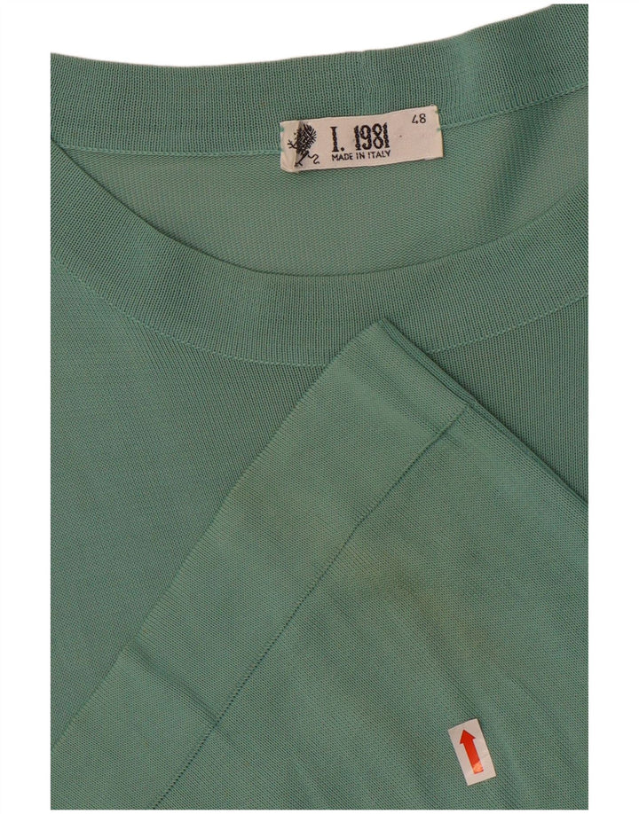 Vintage Herren T-Shirt Top IT 48 Mittelgrüne Viskose