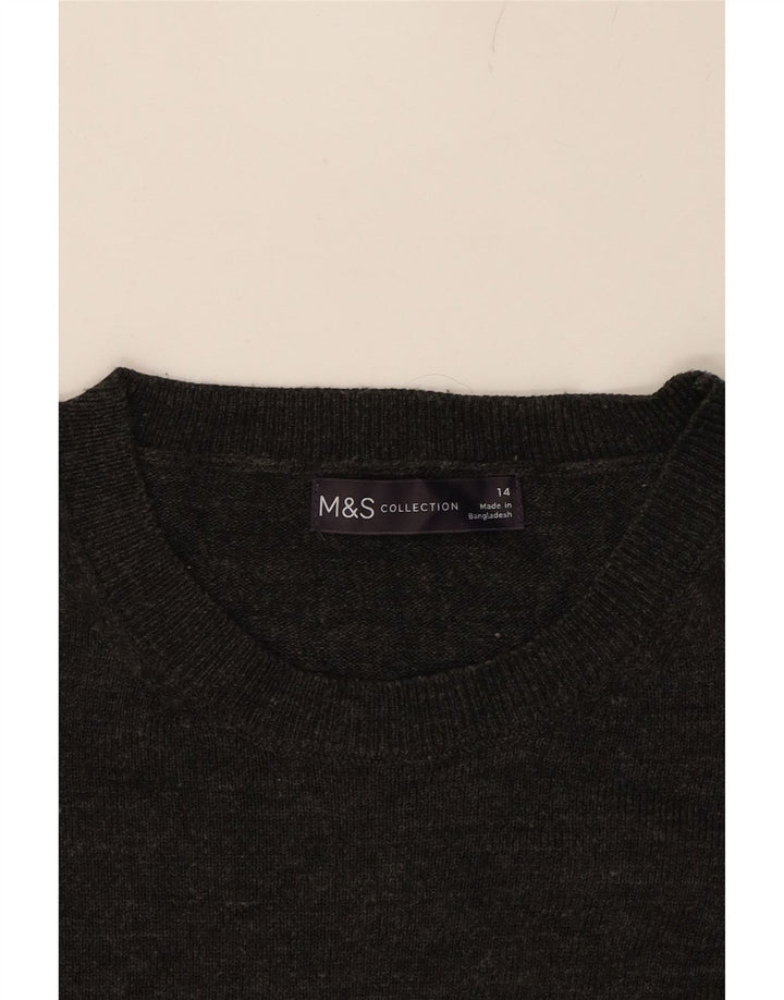 MARKS & SPENCER Womens Crew Neck Jumper Sweater UK 14 Large Black Vintage Marks & Spencer and Second-Hand Marks & Spencer from Messina Hembry 