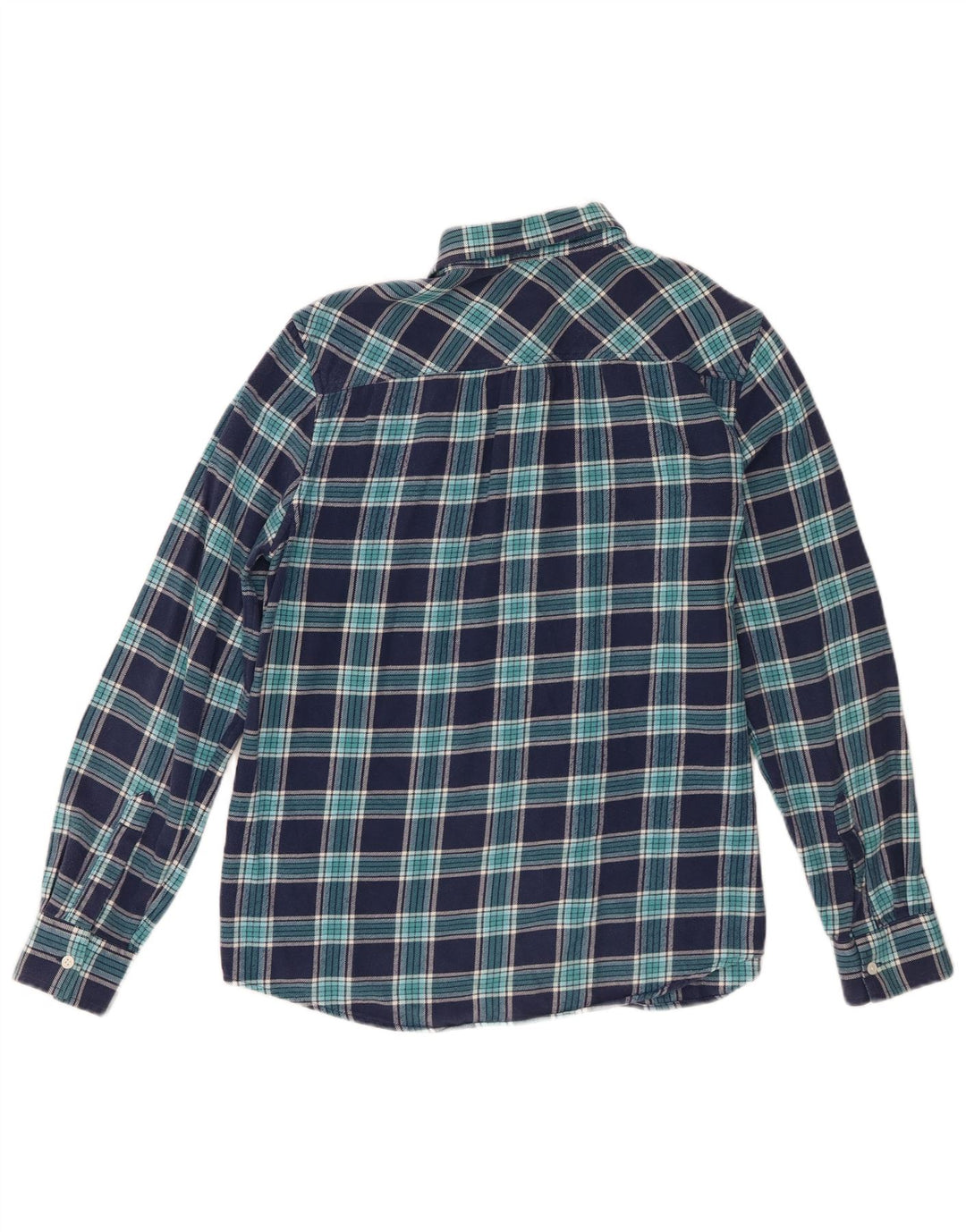 Lands End Damen-Flanellhemd, UK 14, mittelblau, kariert, Baumwolle