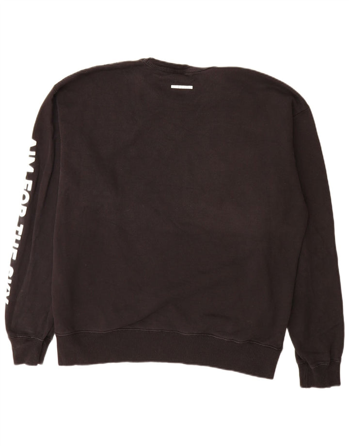 Zara Herren-Sweatshirt mit Grafik, groß, aus schwarzer Baumwolle