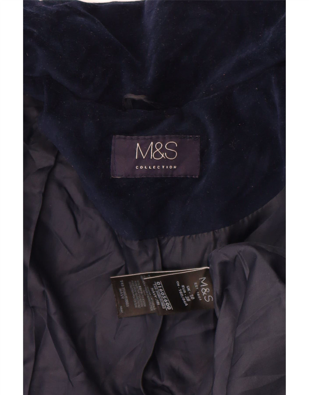 Marks & Spencer Damen Übergroße gepolsterte Veloursjacke UK 10 Small Marineblau