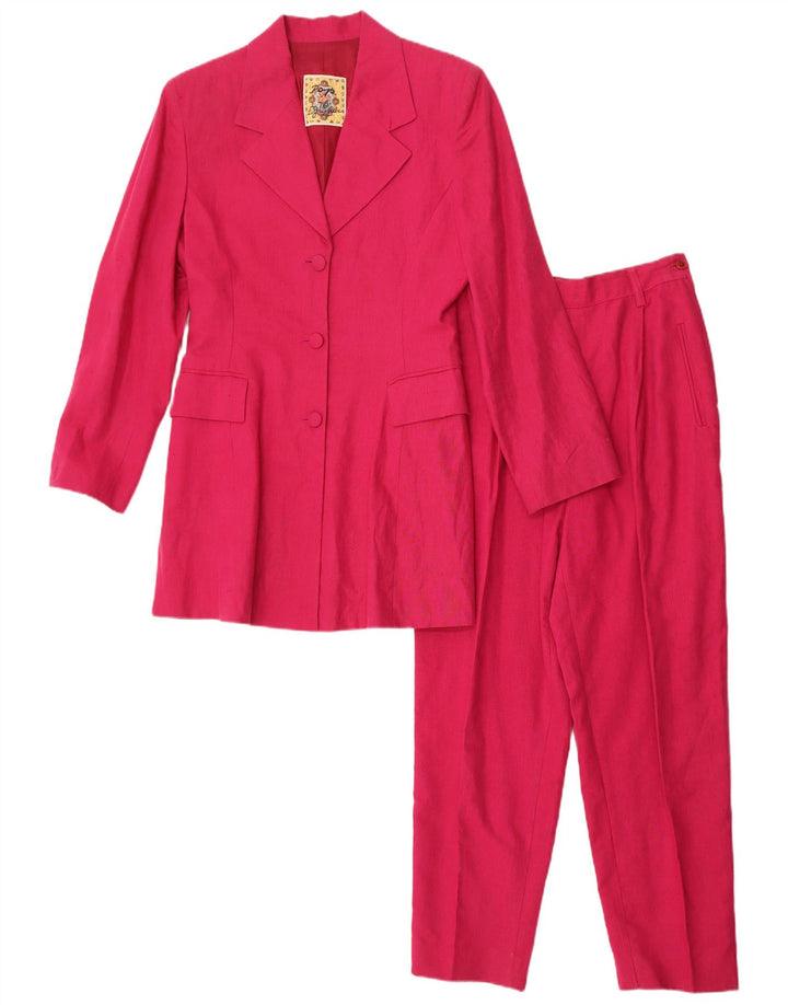 POP 84 Damen-Anzug mit 3 Knöpfen, 2-teilig, Größe S, W24, L26, Rosa, Leinen