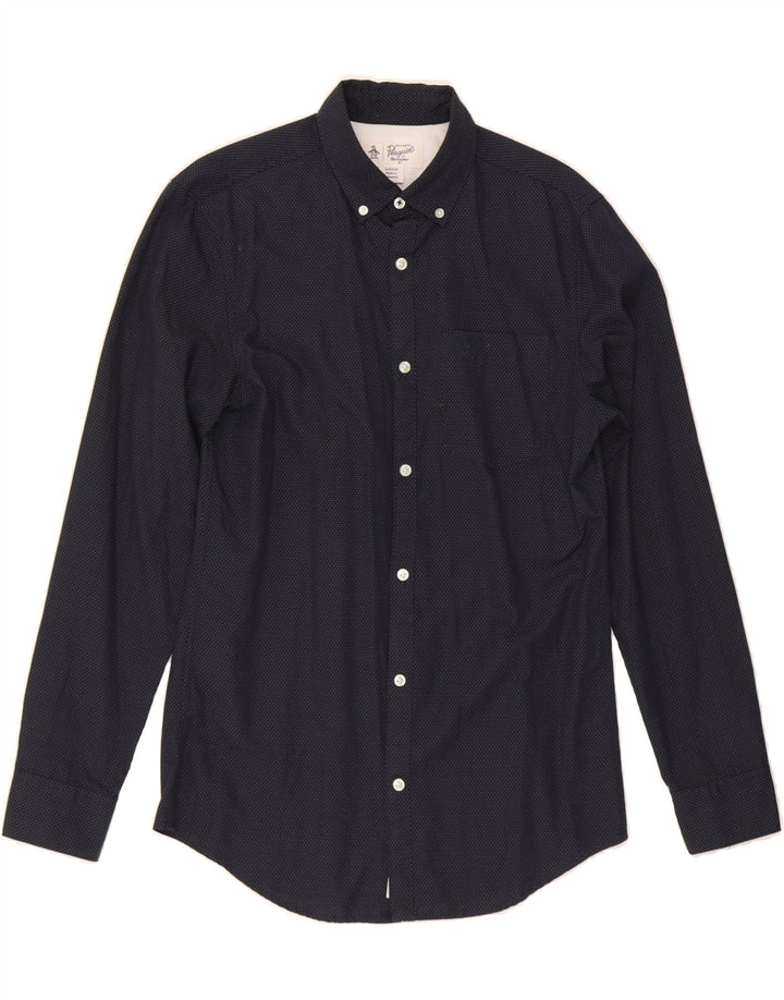 PENGUIN Mens Shirt Small Navy Blue Spotted Vintage Penguin and Second-Hand Penguin from Messina Hembry 