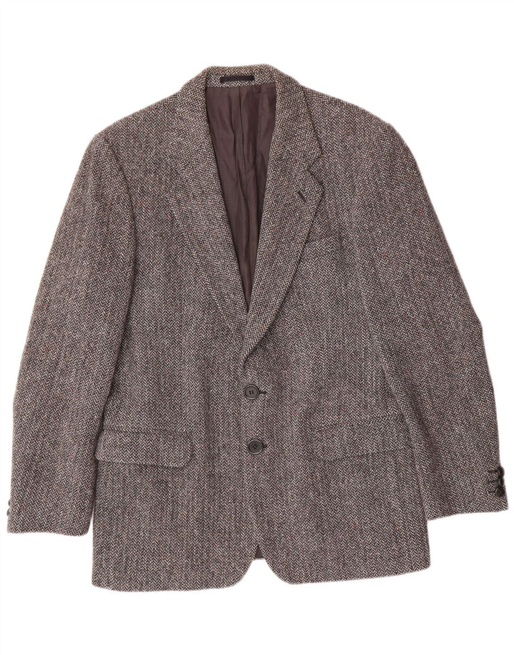 ST MICHAEL Herren Blazer Jacke UK 40 Large Grey Herringbone Classic