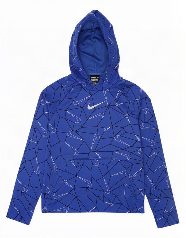 Nike Jungen Therma-Fit Graphic Kapuzenpullover, 12–13 Jahre, groß, blau, Polyester