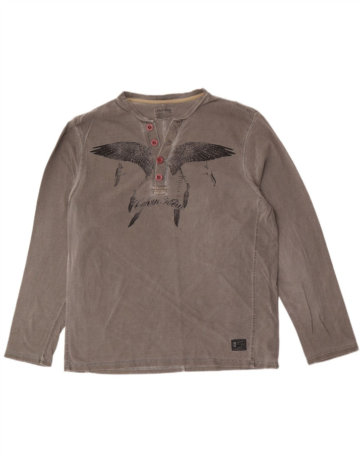 Calvin Klein Herren-Grafikoberteil mit langen Ärmeln, großer grauer Baumwollvogel