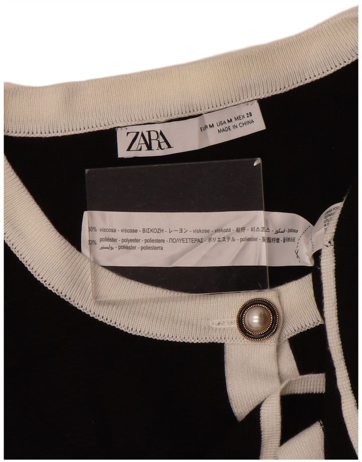 Zara Damen-Cardigan-Pullover UK 12 Mittelschwarzes Polyester