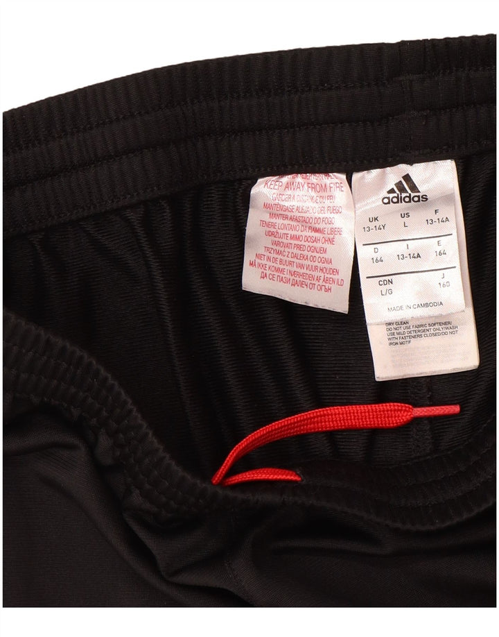ADIDAS Boys Tracksuit Trousers Joggers 13-14 Years  Black Polyester
