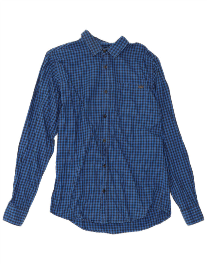 Jack & Jones Herrenhemd, klein, blau, Gingham-Baumwolle