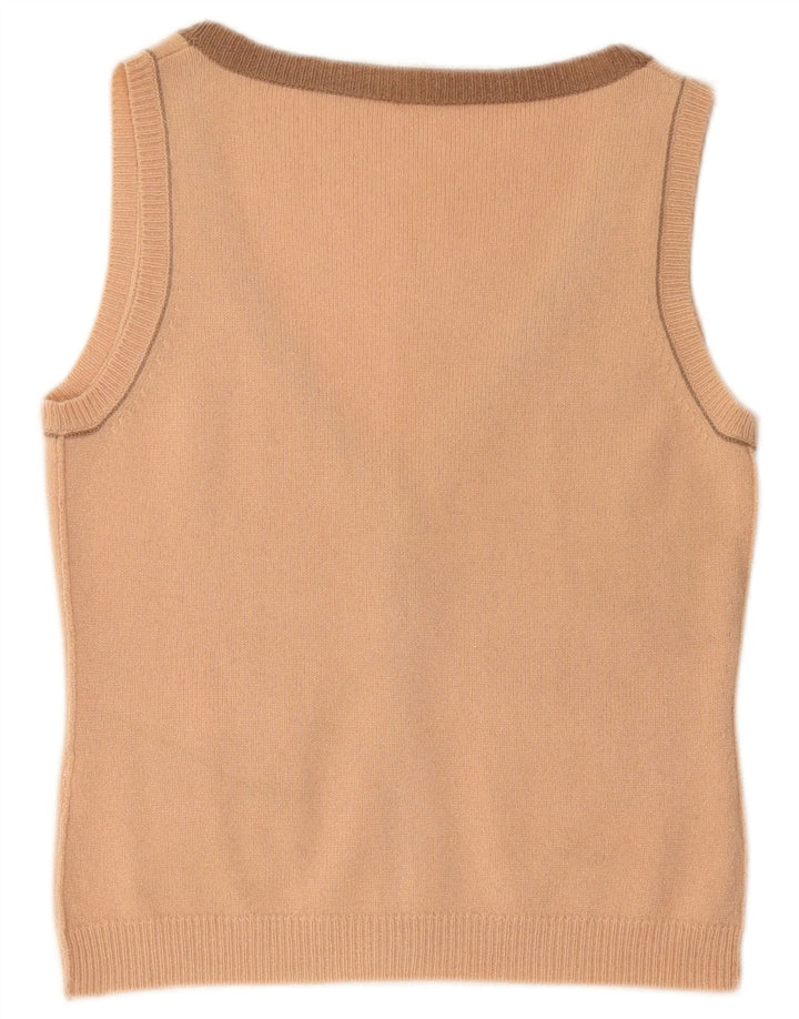 SCHUMACHER Damen Crop Ärmelloser Cardigan Pullover UK 14 Große rosa Wolle