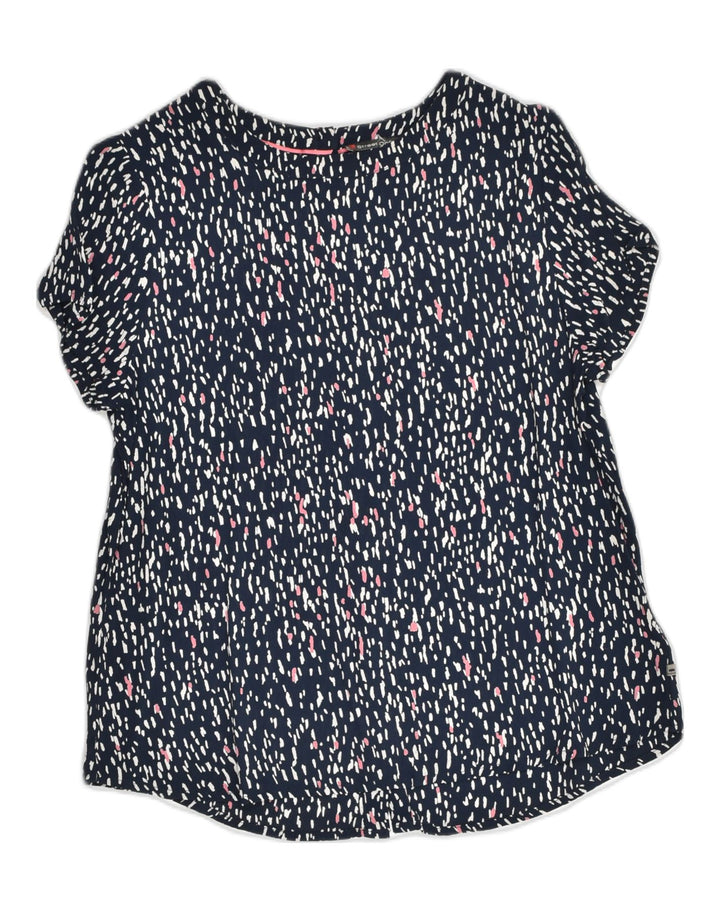 STREET ONE Womens Short Sleeve Shirt Blouse UK 12 Medium Navy Blue Spotted | Vintage Street One | Thrift | Second-Hand Street One | Used Clothing | Messina Hembry 