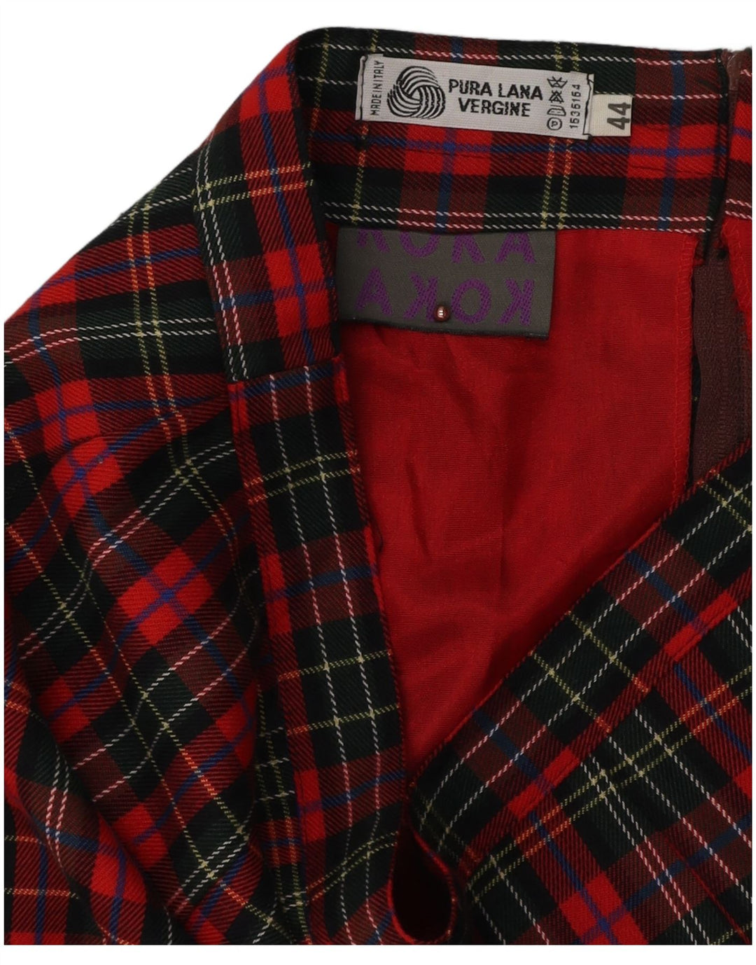 Vintage Damen Bleistiftrock IT 44 Medium W28 Rot karierte Schurwolle