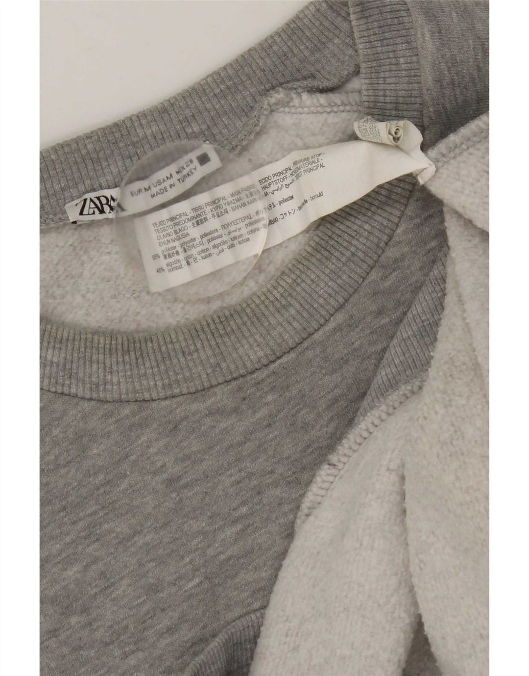 Zara Damen Grafik-Sweatshirt-Pullover UK 14 Mittelgraues Polyester