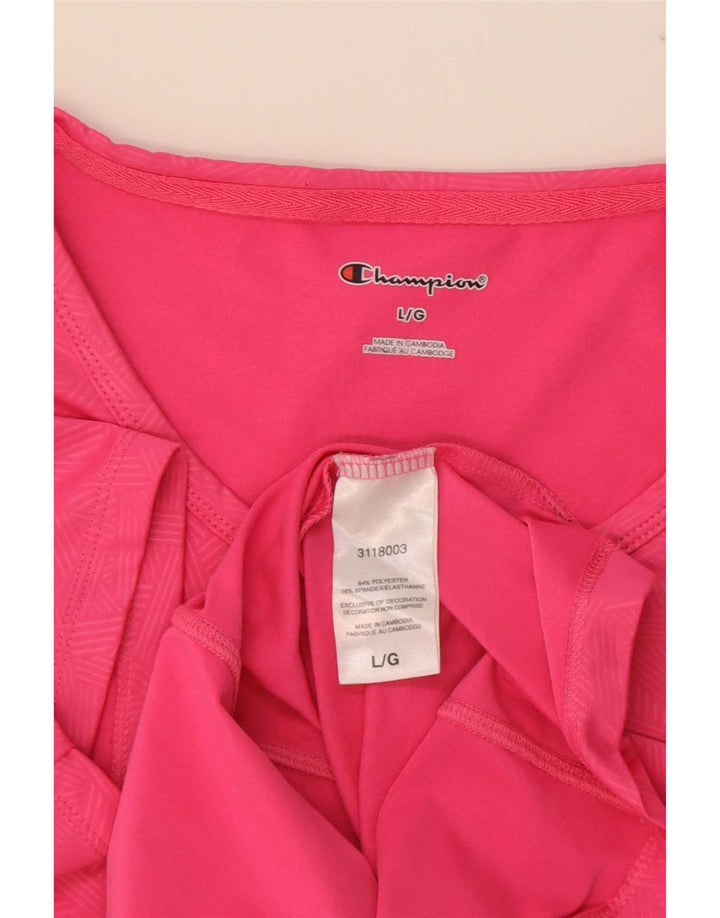 Champion Damen T-Shirt Top UK 16 Large Rosa Geometrisch Polyester