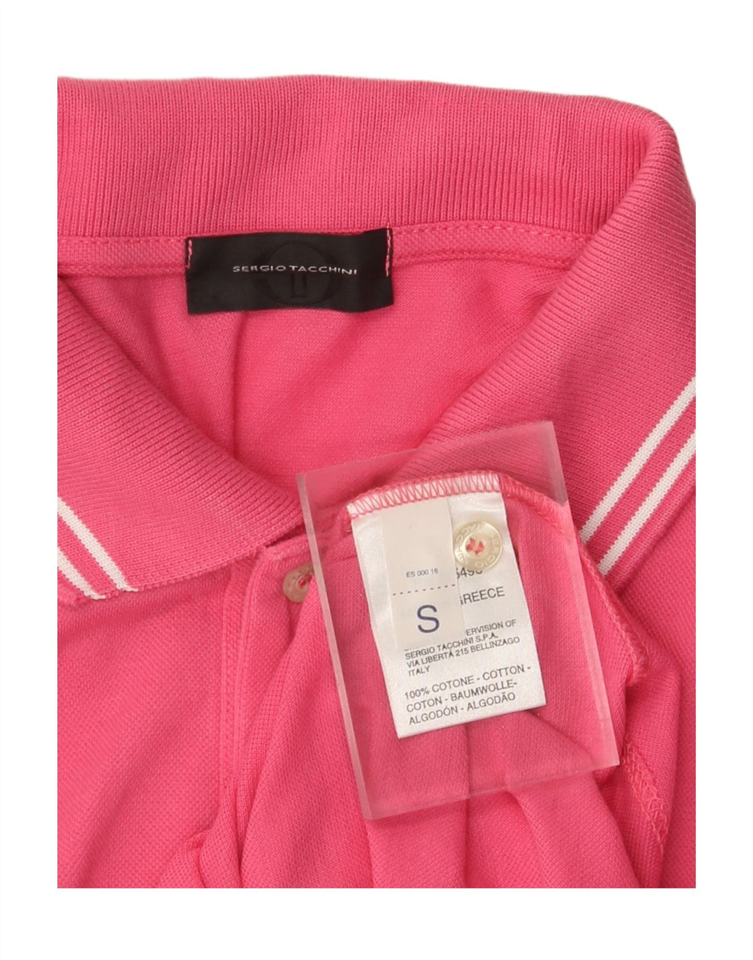 Sergio Tacchini Herren-Langarm-Poloshirt, klein, rosa, Baumwolle