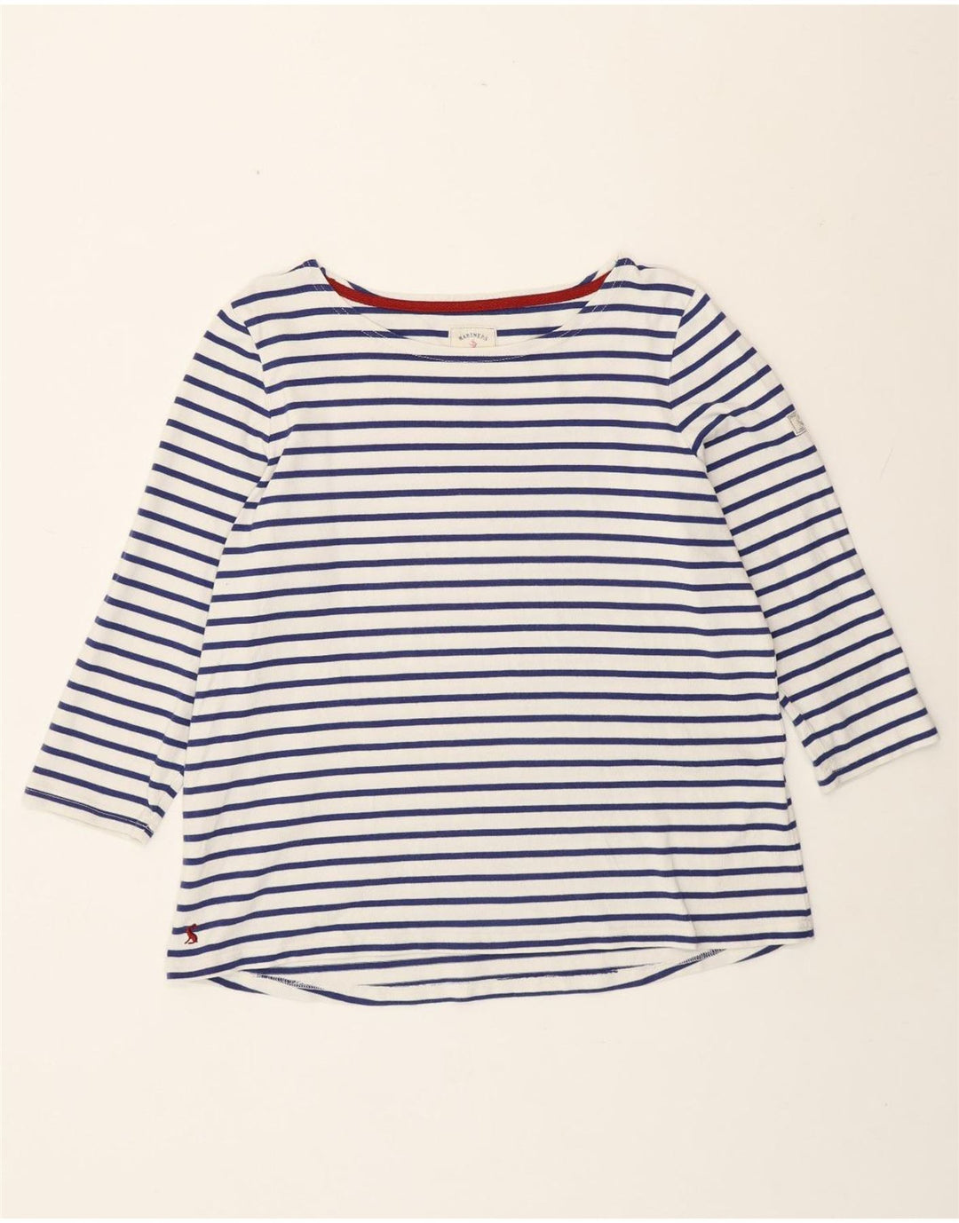 Joules Damen-Top, 3/4-Ärmel, UK 18, XL, weiß gestreift, Baumwolle