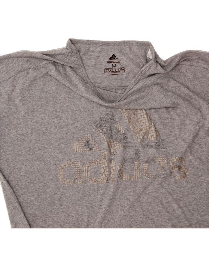 ADIDAS Womens Crop Graphic T-Shirt Top UK 12/14 Medium Grey Polyester Vintage Adidas and Second-Hand Adidas from Messina Hembry 