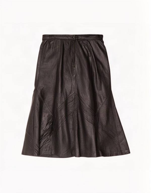 Vintage Damen High Waist Lederrock IT 48 XL W30 Schwarz
