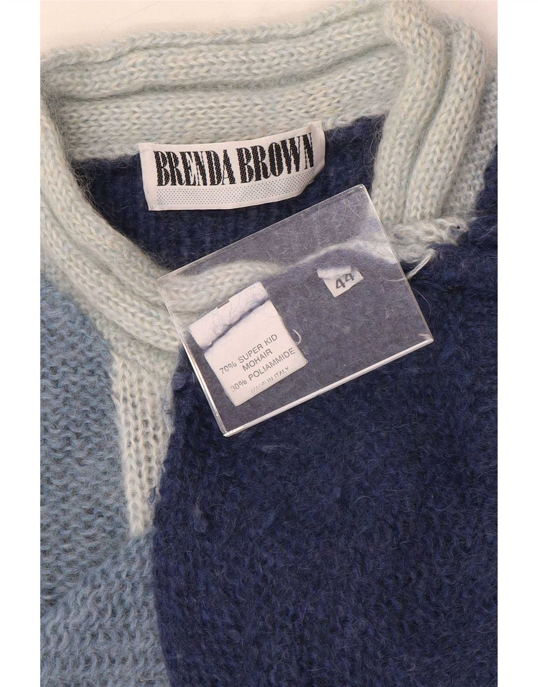 Vintage Damen Rollkragenpullover IT 44 Medium Navy Blue