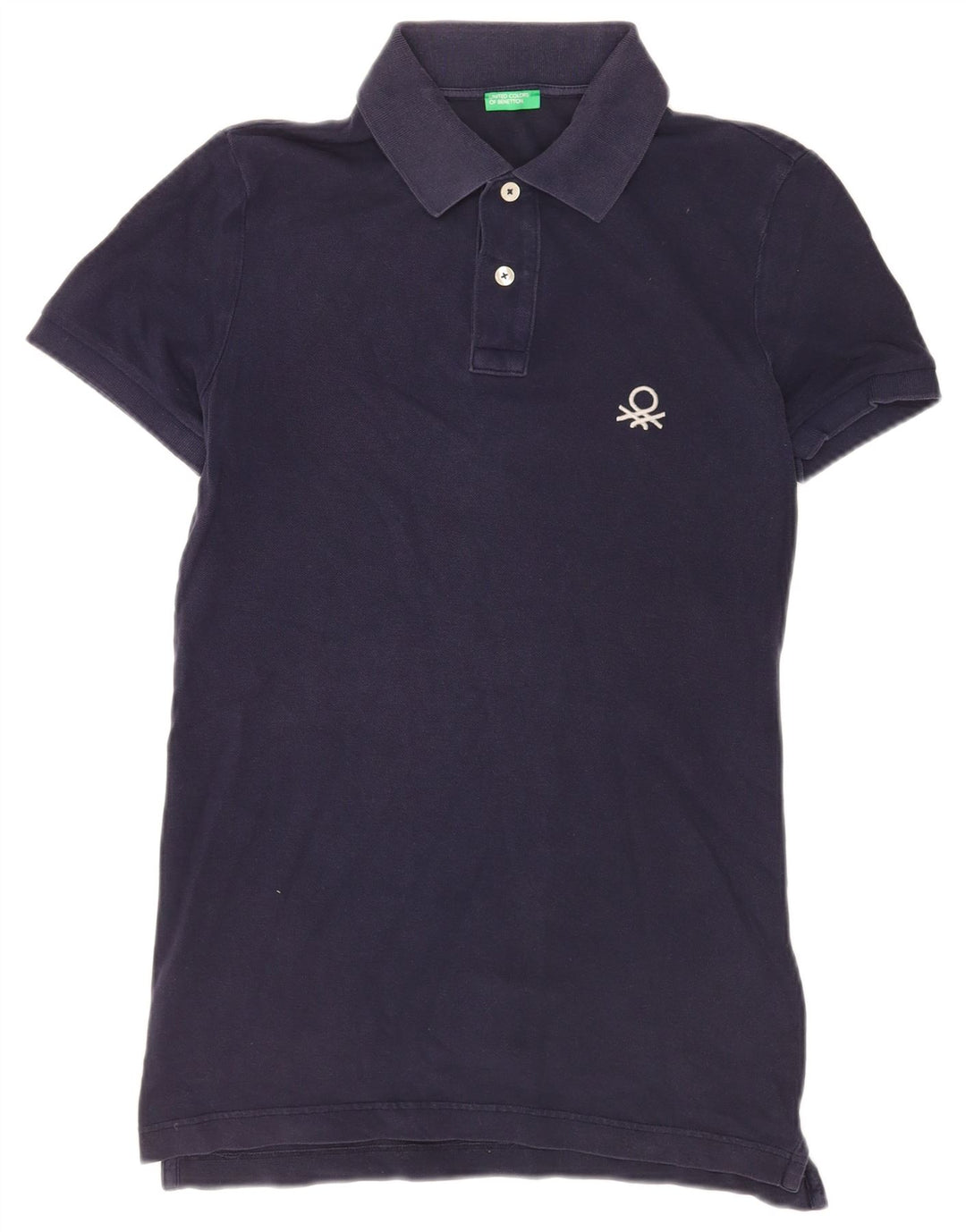 Benetton Herren-Poloshirt aus mittlerer marineblauer Baumwolle
