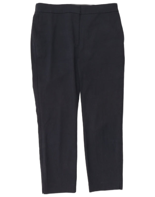 Zara Damen-Chinohose mit hoher Taille, gerade, gerade, XL, W32, L27, Marineblau, Baumwolle