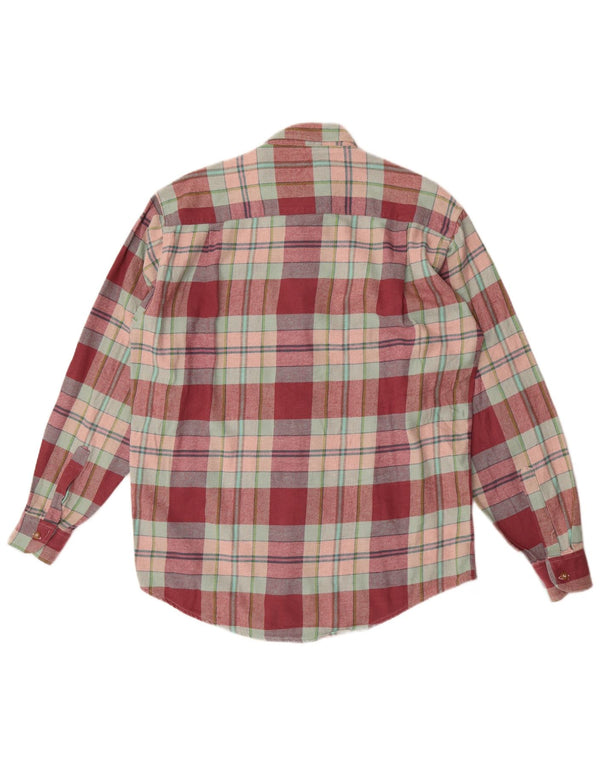 Vintage Herren Flanellhemd Größe 40 15 3/4 Mittelrot kariert