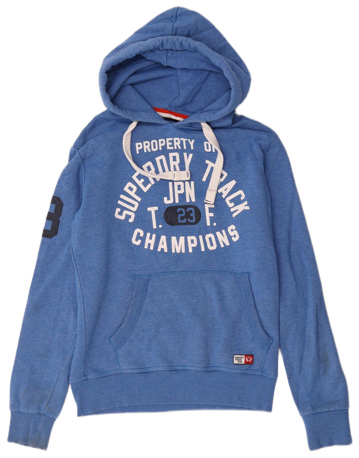 Superdry Herren Grafik-Kapuzenpullover aus mittelblauer Baumwolle