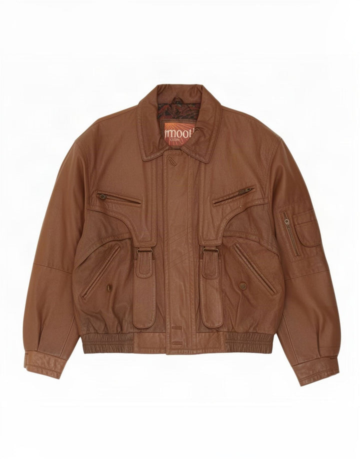 Vintage Herren Lederjacke IT 52 XL Braun