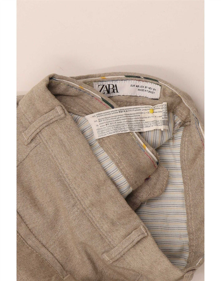 Gerade Chino-Hose für Herren von Zara, EU 40, mittelgroß, W31, L28, Beige, Polyester