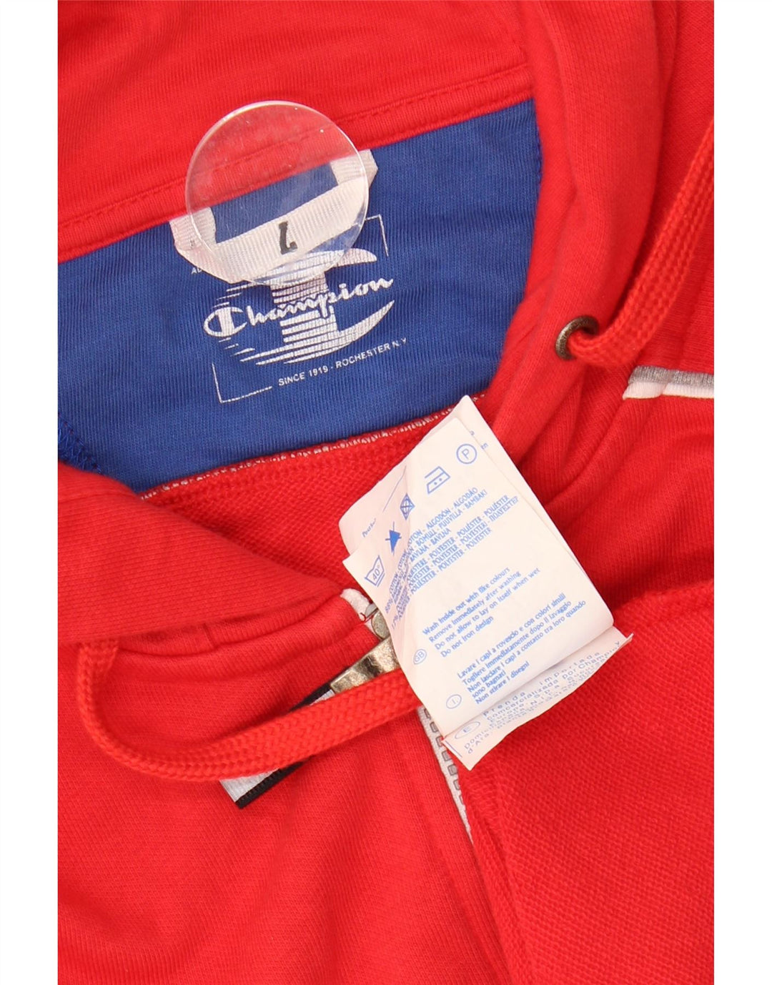 CHAMPION Mens Zip Hoodie Sweater Large Red Cotton