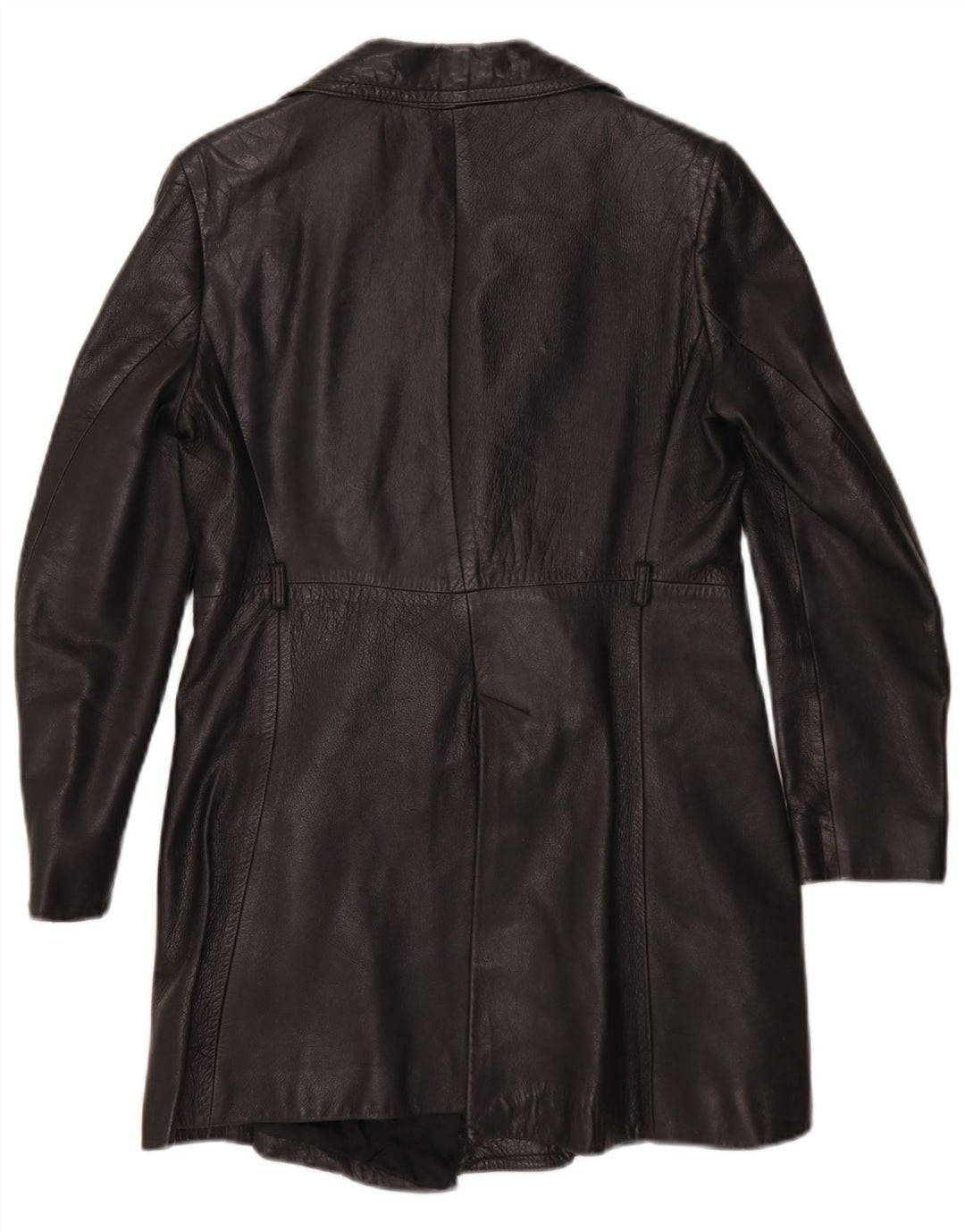 Vintage Damen Ledermantel UK 10 Small Schwarz