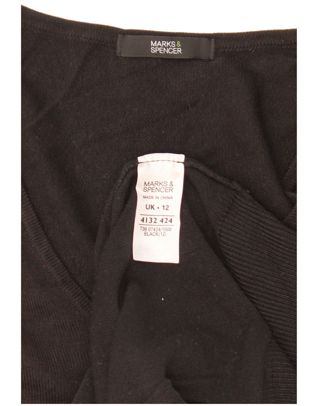 Marks & Spencer Damen-Pullover mit V-Ausschnitt, Gr. 12, Mittelschwarz, Acryl