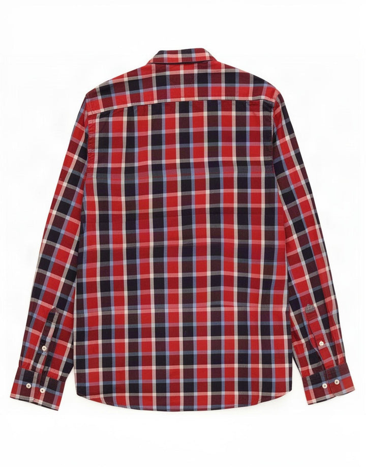 Tommy Hilfiger Herren-Hemd mit individueller Passform, mittelrote Gingham-Baumwolle
