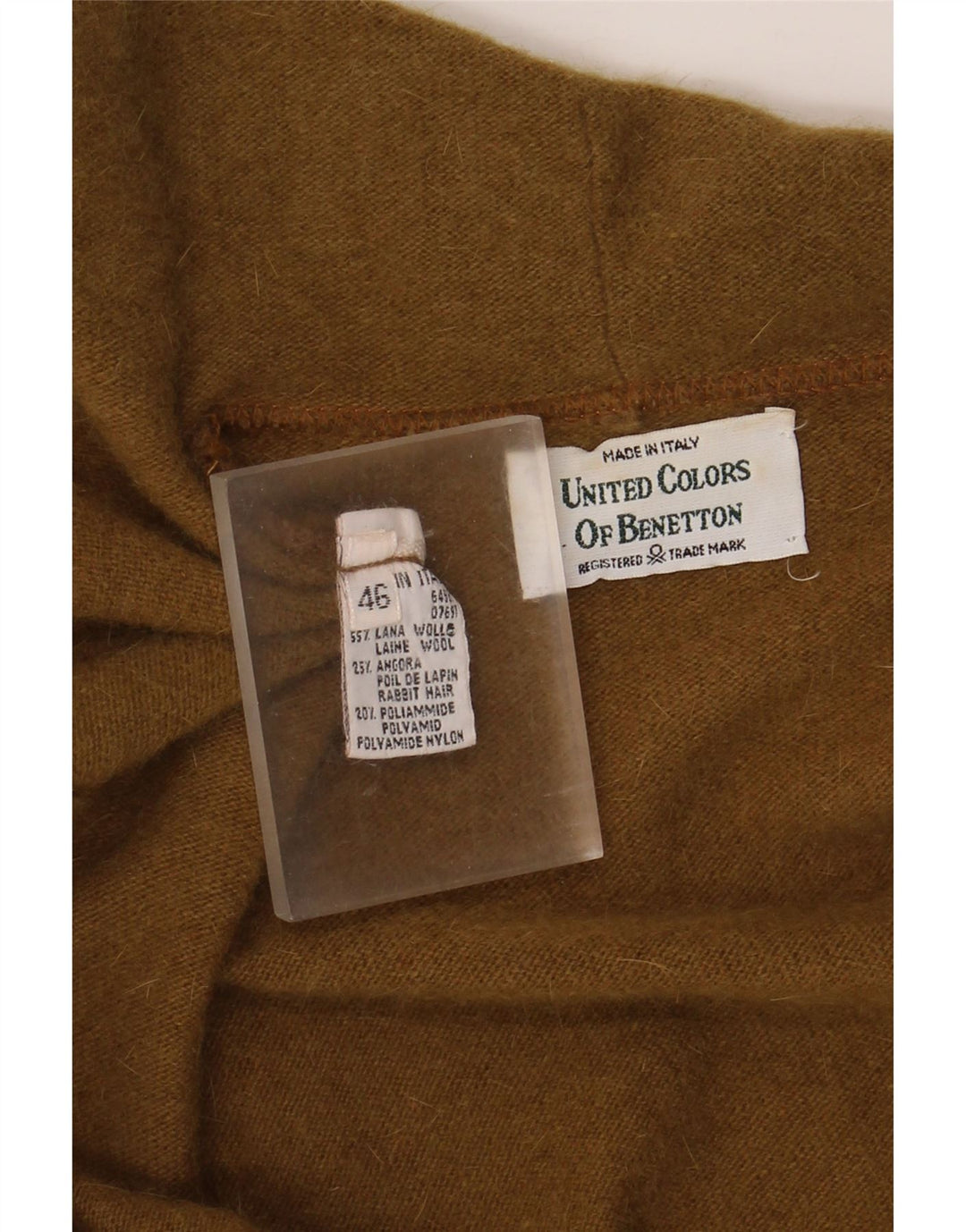 Benetton Damen-Cardigan zum Binden vorne, IT 46, große braune Wolle