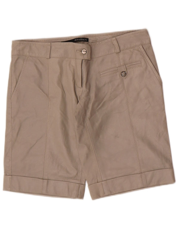 Annarita N Damen Leder-Chinoshorts UK 10 Small W28 Graues Leder